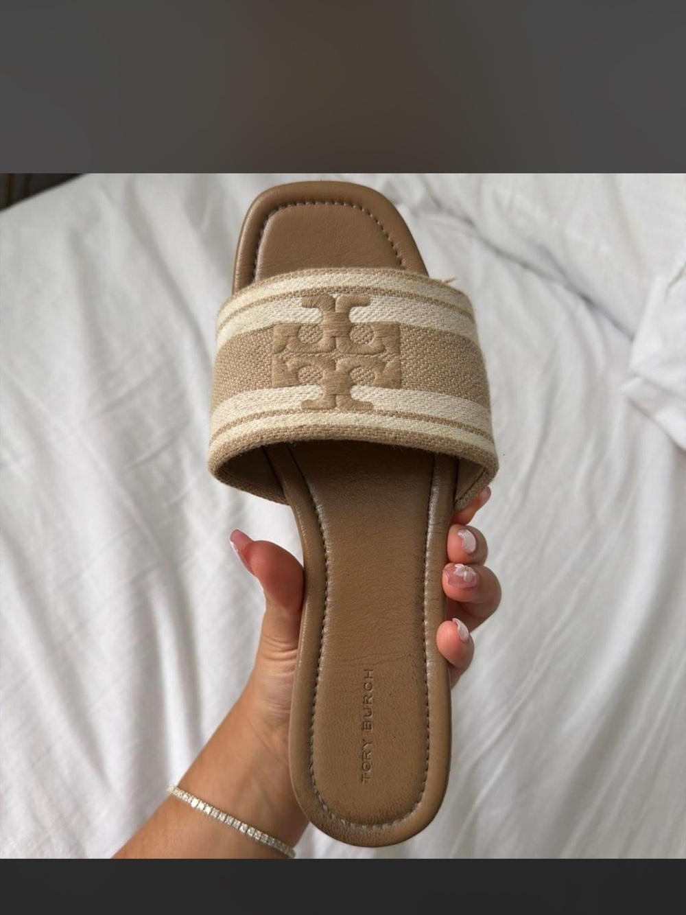 Tory Burch Beige Slide Sandals size 8.5 - Picture 7 of 8